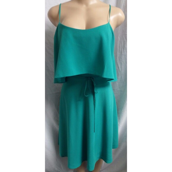ANN TAYLOR SEA GREEN OVERLAY TOP CAREER CASUAL A LINE DRESS SIZE: 12P NWT $120 - Picture 7 of 8